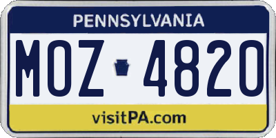 PA license plate MOZ4820