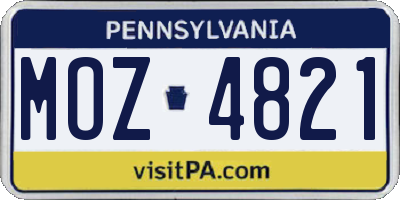 PA license plate MOZ4821