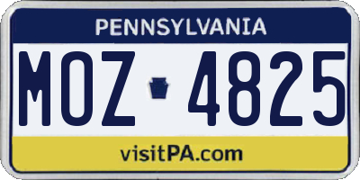 PA license plate MOZ4825