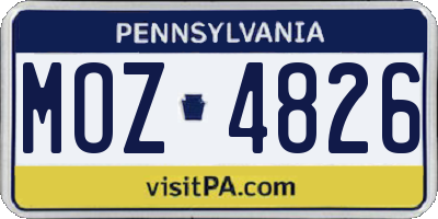 PA license plate MOZ4826