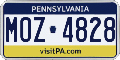 PA license plate MOZ4828