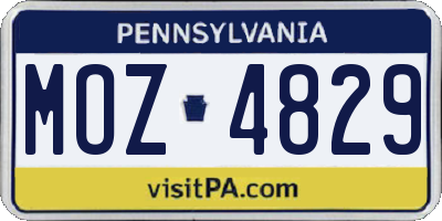 PA license plate MOZ4829