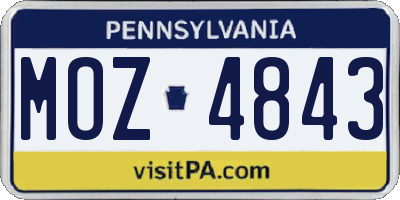 PA license plate MOZ4843