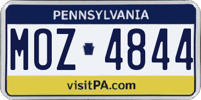 PA license plate MOZ4844