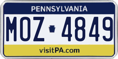 PA license plate MOZ4849