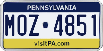 PA license plate MOZ4851