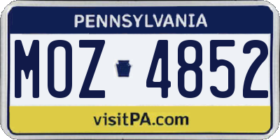 PA license plate MOZ4852