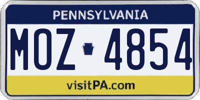 PA license plate MOZ4854