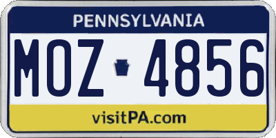 PA license plate MOZ4856