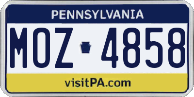 PA license plate MOZ4858