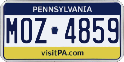 PA license plate MOZ4859