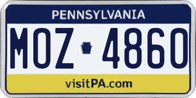 PA license plate MOZ4860