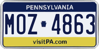 PA license plate MOZ4863