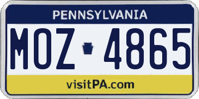 PA license plate MOZ4865