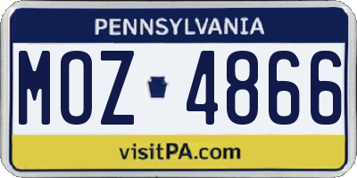 PA license plate MOZ4866