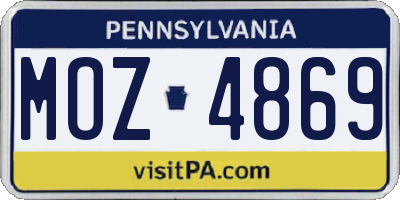 PA license plate MOZ4869