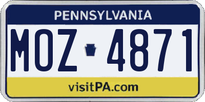 PA license plate MOZ4871