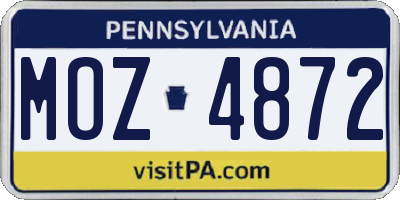 PA license plate MOZ4872