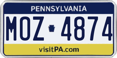 PA license plate MOZ4874