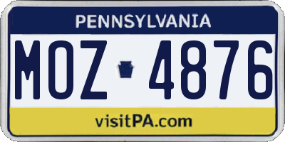 PA license plate MOZ4876