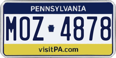PA license plate MOZ4878