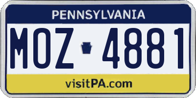 PA license plate MOZ4881