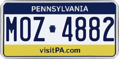 PA license plate MOZ4882