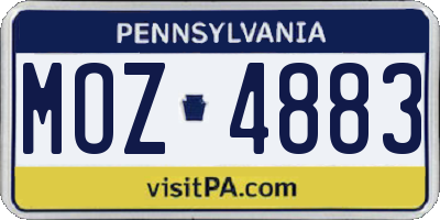 PA license plate MOZ4883