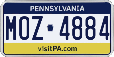 PA license plate MOZ4884