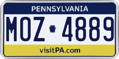 PA license plate MOZ4889