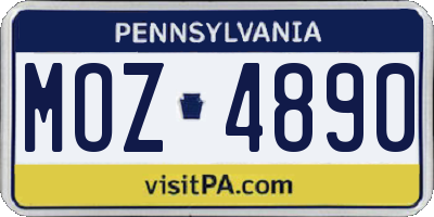 PA license plate MOZ4890