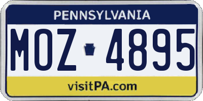PA license plate MOZ4895