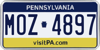 PA license plate MOZ4897