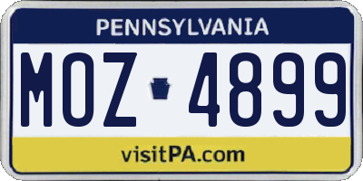PA license plate MOZ4899
