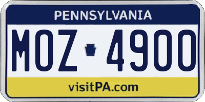 PA license plate MOZ4900