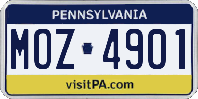 PA license plate MOZ4901
