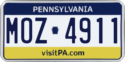 PA license plate MOZ4911