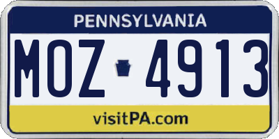PA license plate MOZ4913