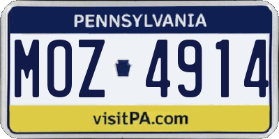 PA license plate MOZ4914