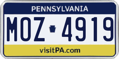 PA license plate MOZ4919