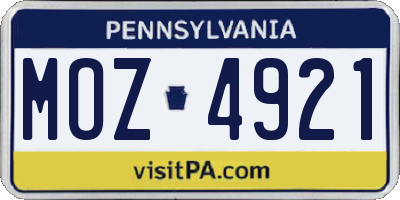 PA license plate MOZ4921