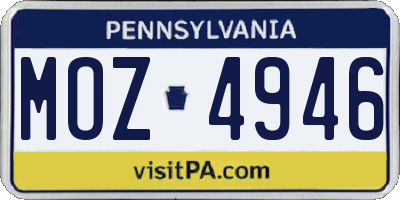 PA license plate MOZ4946