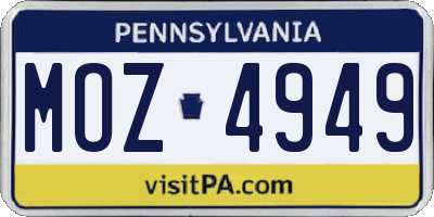 PA license plate MOZ4949