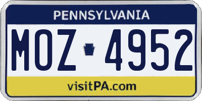 PA license plate MOZ4952