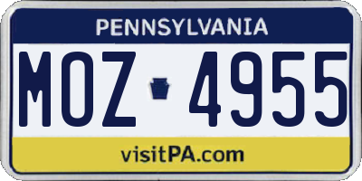 PA license plate MOZ4955