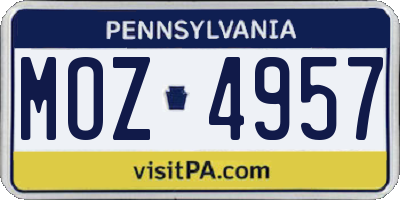 PA license plate MOZ4957