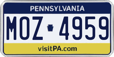 PA license plate MOZ4959