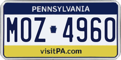 PA license plate MOZ4960
