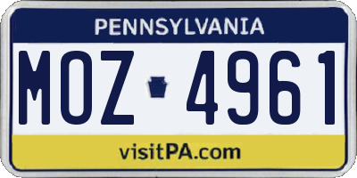 PA license plate MOZ4961
