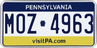 PA license plate MOZ4963